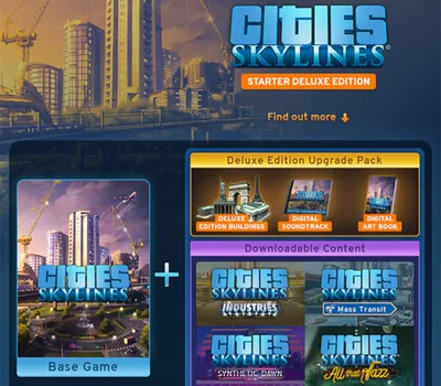 Cities: Skylines Starter Deluxe Edition Bundle PC Steam CD Key — лицензионный ключ